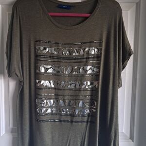 Apt. 9 Olive Green Metallic Stripe Women's Top